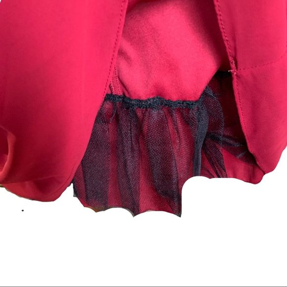 B. DARLIN Junior Chiffon Burgundy Red Halter Jeweled Skater Party Dress Size 1/2 - Picture 4 of 8